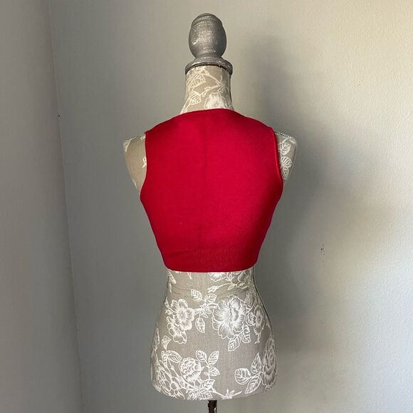 Victor Glemaud Red and Purple Colorblock Cutout Cropped Wool Tank Top - Picture 6 of 8